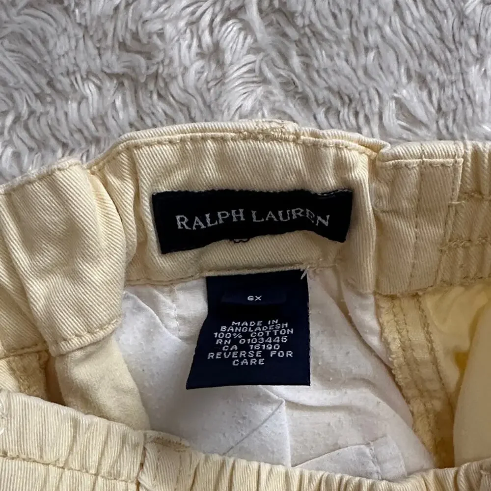 Vintage Ralph Lauren Kids 6X Casual Butter Yellow Wide Leg Cargo Trousers